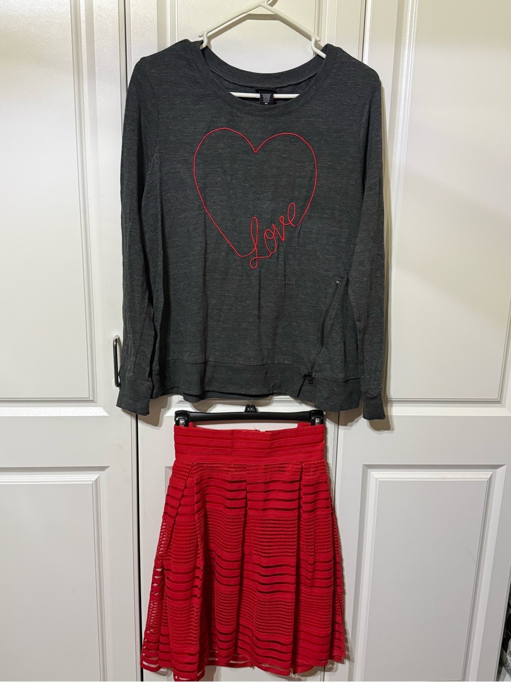 TORRID Red Textured Circle Skirt and TORRID "Love" sweater
